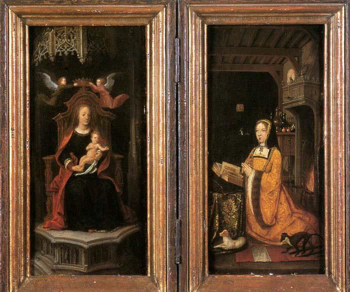 unknow artist Diptych with Margaret of Austria Worshipping china oil painting image